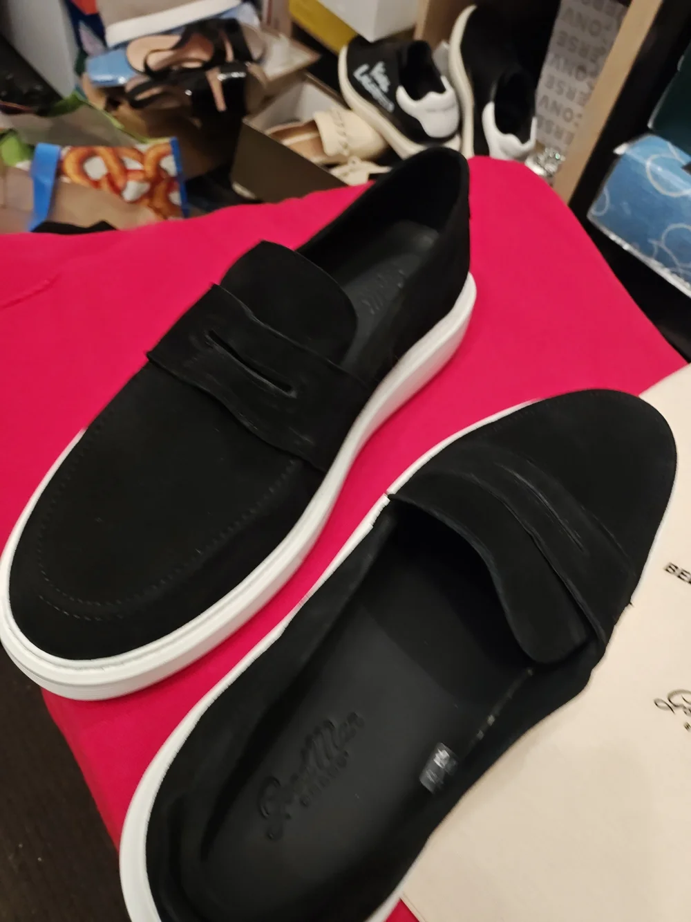 Good Man Brand Black Slip-On Loafers with White Sole Size 11
